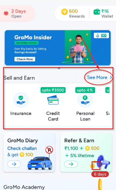 gromo sell and earn option