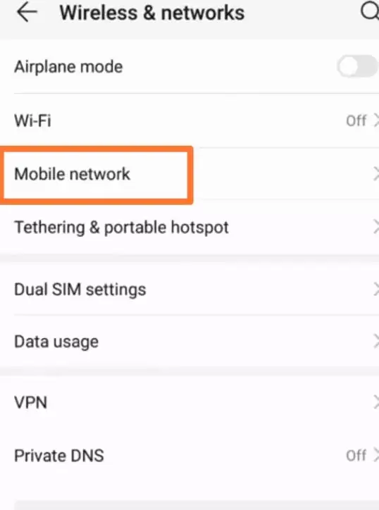 airtel mobile network option