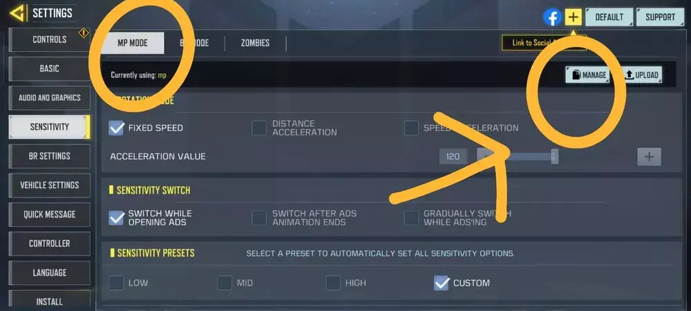 best sensitivity for cod mobile without gyroscope