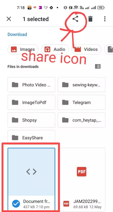 share icon option