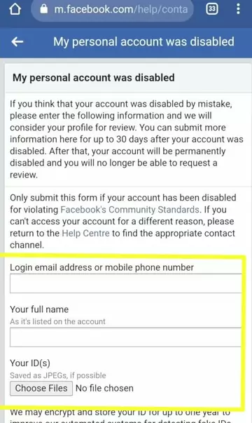 facebook disabled my account