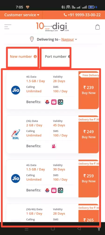 select the recharge plan