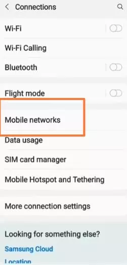 mobile network option