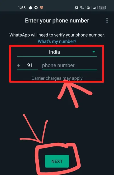fill mobile number option