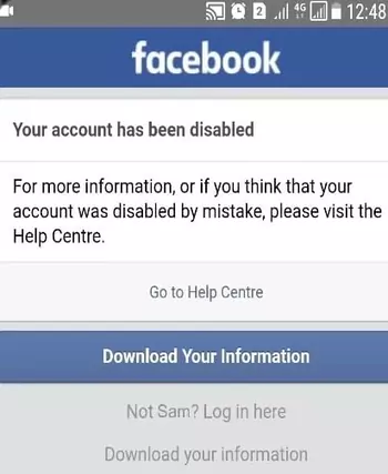 Disabled Facebook Account iamge