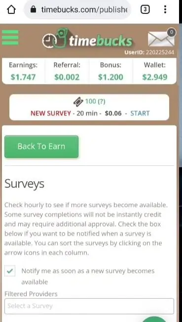Time Bucks Survey App 
