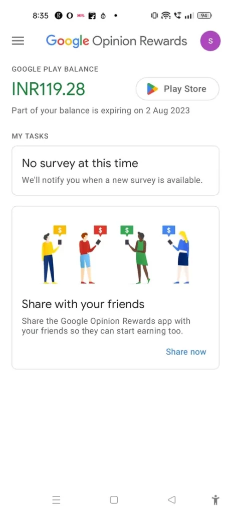 Google Opinion Rewards app 