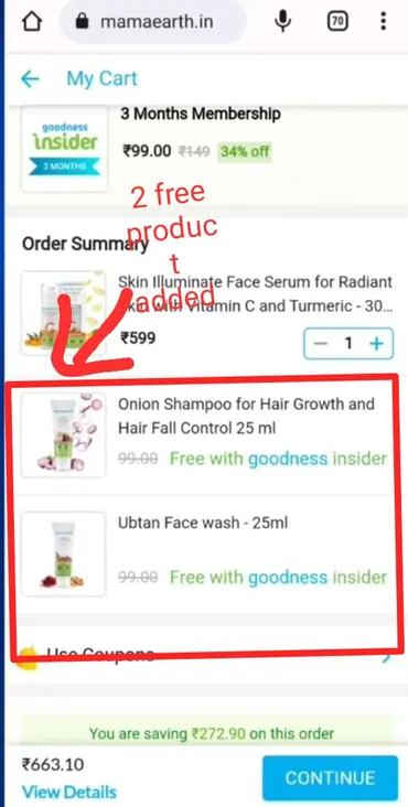 2 free product added