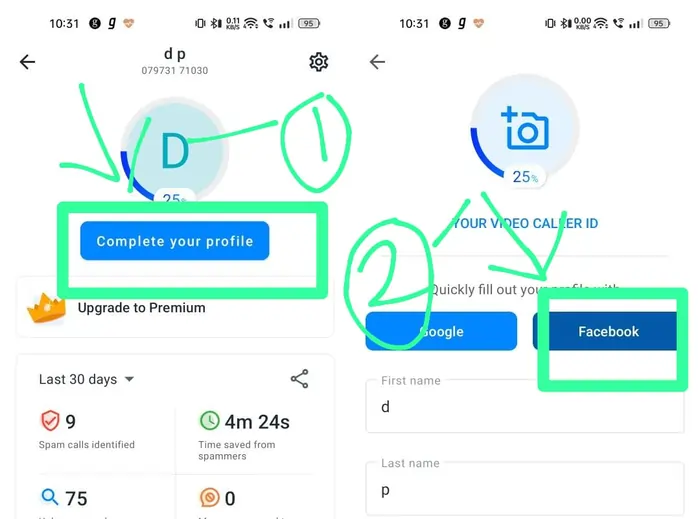 Complete Your Profile & connect your Facebook 