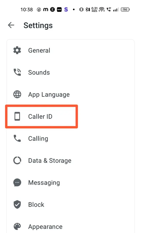 caller id option