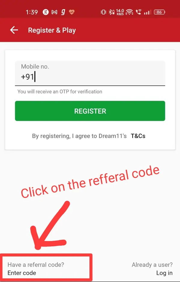 dream11 referral code apply here