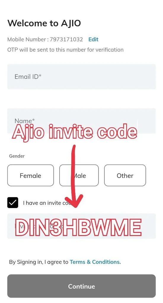 ajio invite code 2023