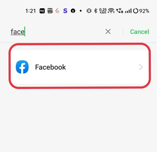 facebook account option