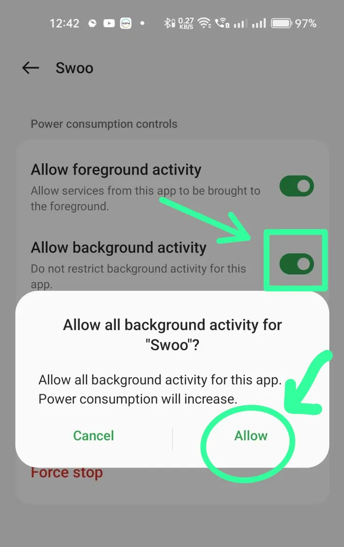 Allow background activity option