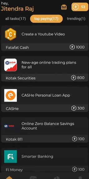 Fatafat cash app dashboard