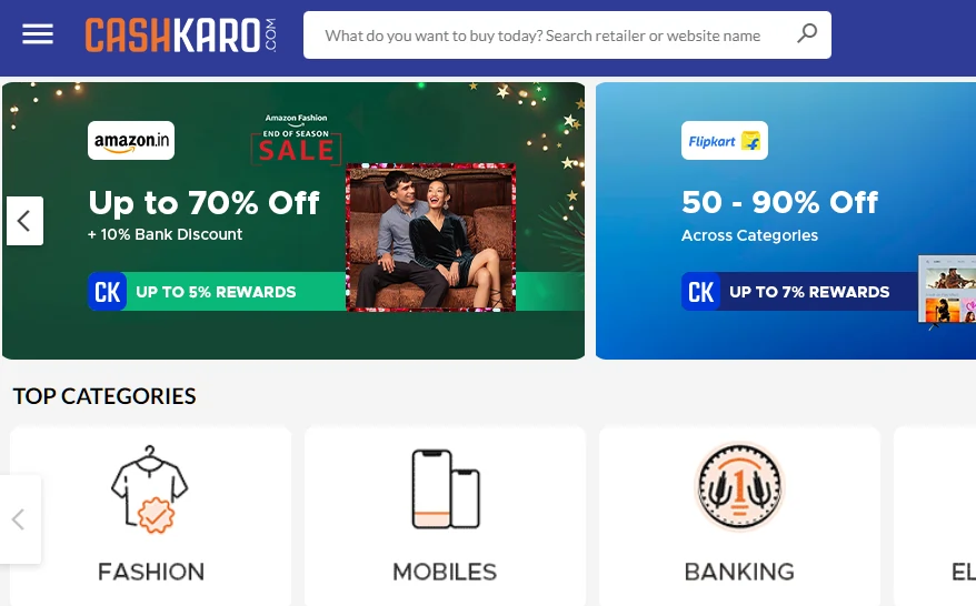 CashKaro website  screenshot