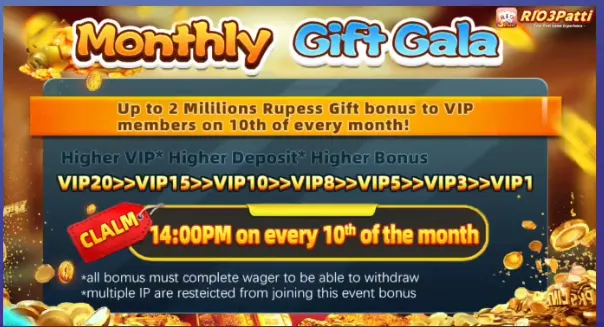 Monthly gift gala bonus option of the app