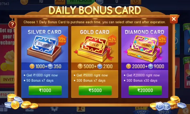 Daily Bonus Card option